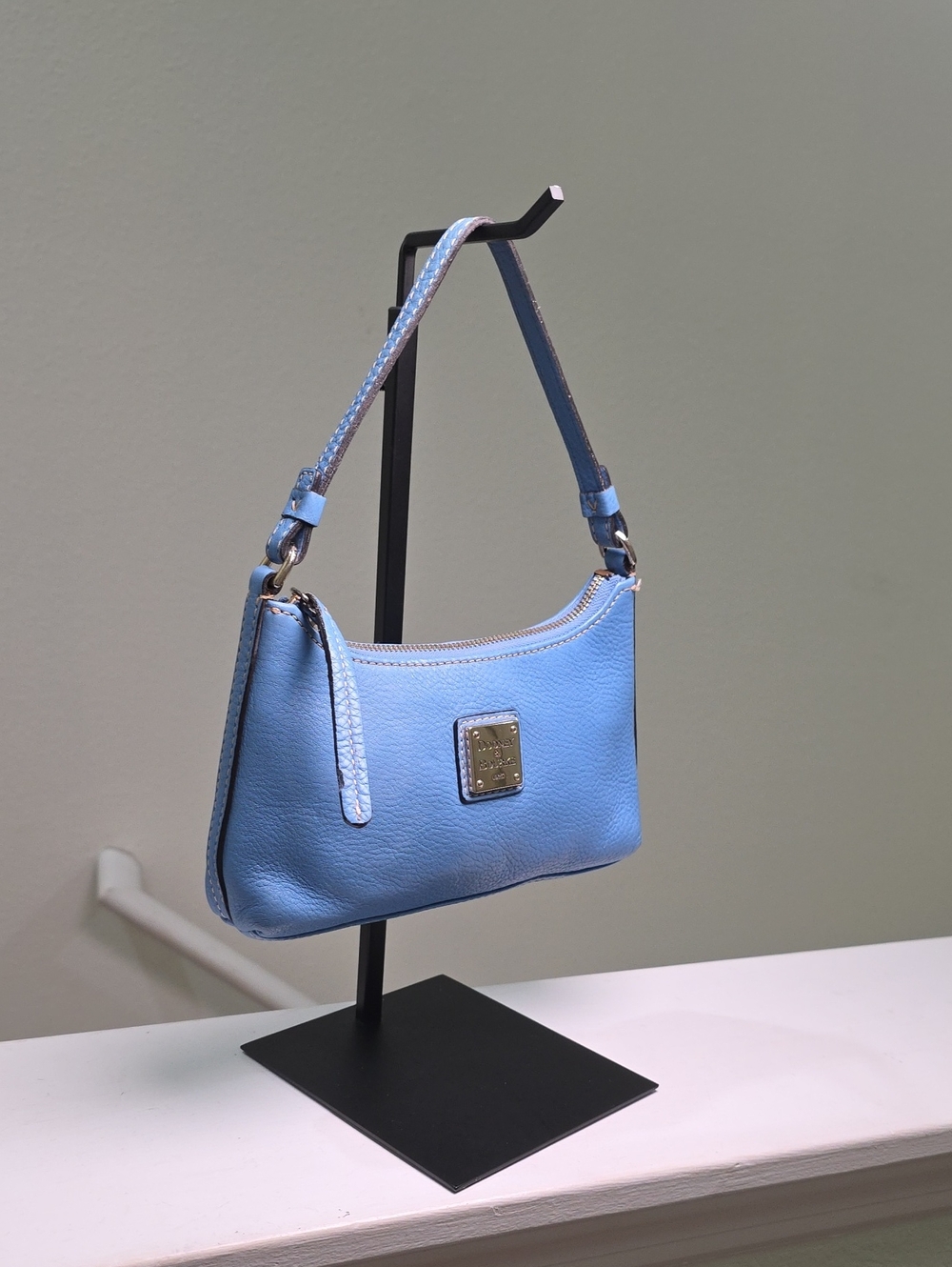 Dooney & Bourke Denim Pebbled Leather Hobo Mini Bag GUC - Picture 2 of 12